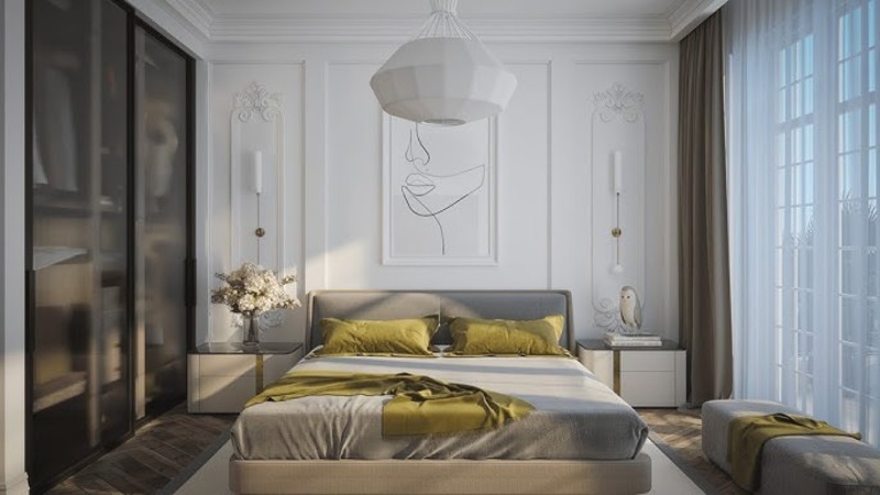 Thiết kế phòng ngủ 15m2 phong cách tân cổ điển